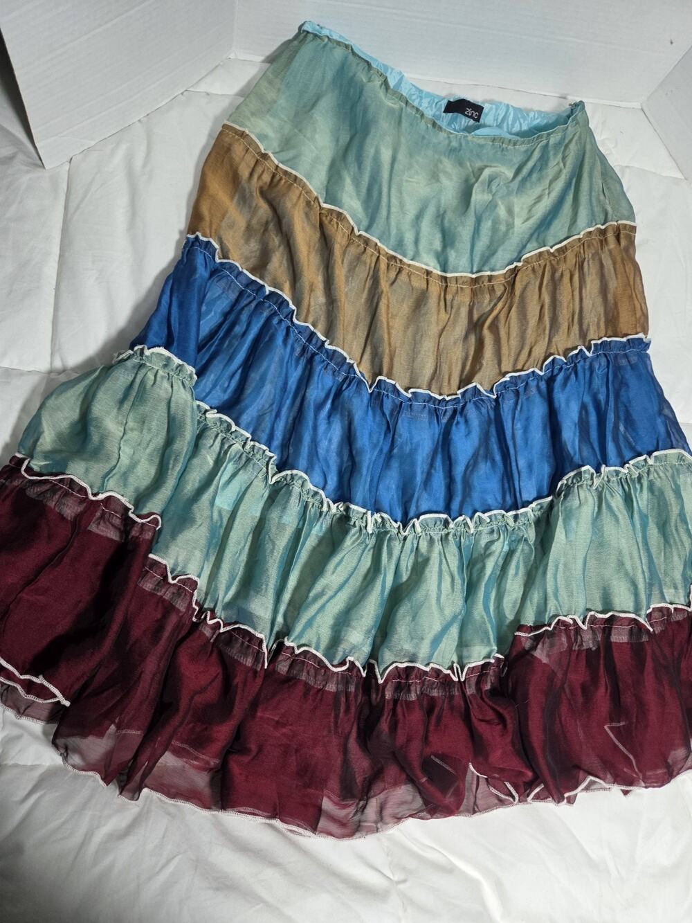 Zinc Boho Skirt Sz M Patchwork Vtg 90's Made USA Midi Fairycore Ruffle Y2k Retro